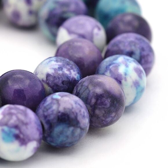 6MM Blue Violet Mix Jade Beads-ONE Gemstone Bead Strand-Jewelry Making Craft NWT - Picture 1 of 2